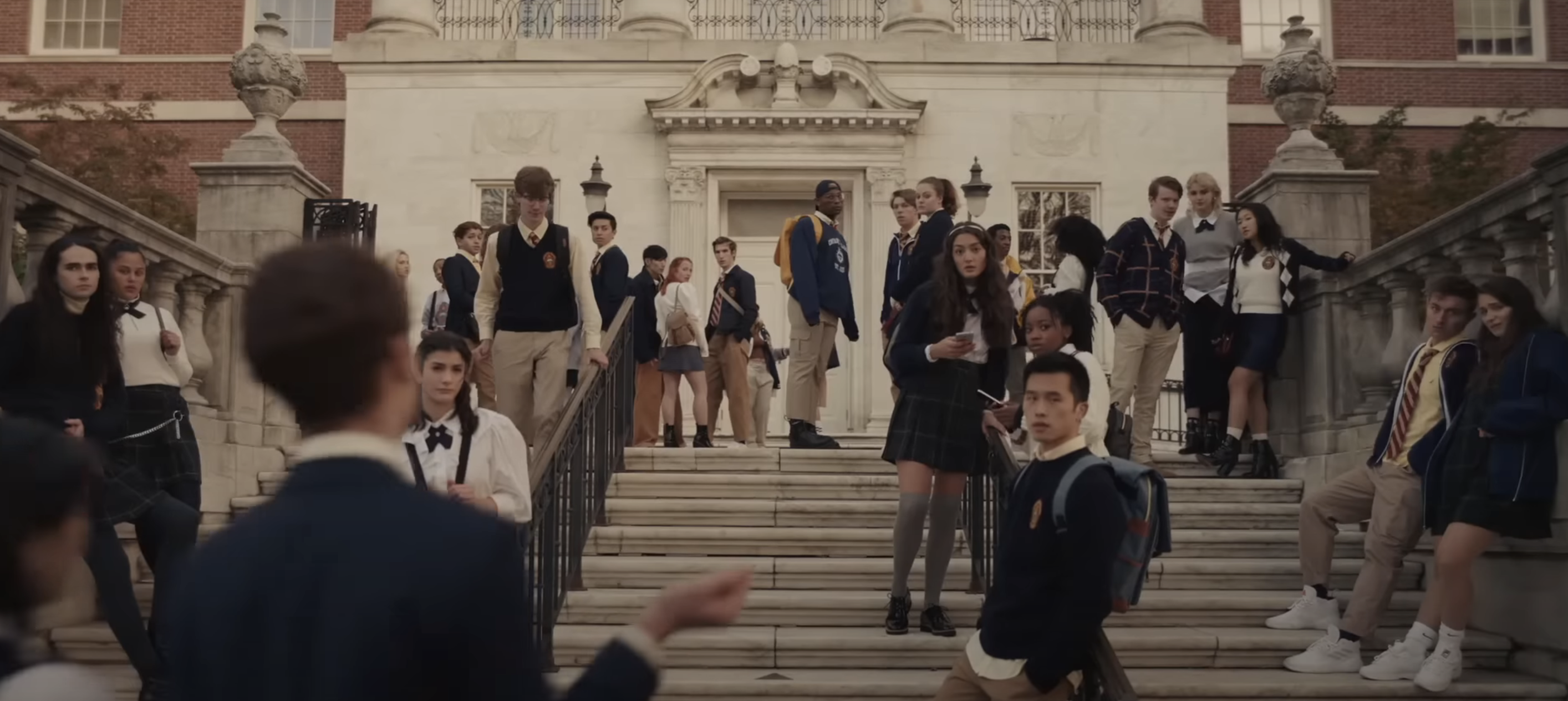 students outside the school