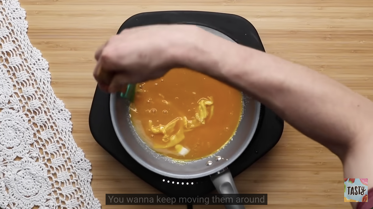 person making an omelette