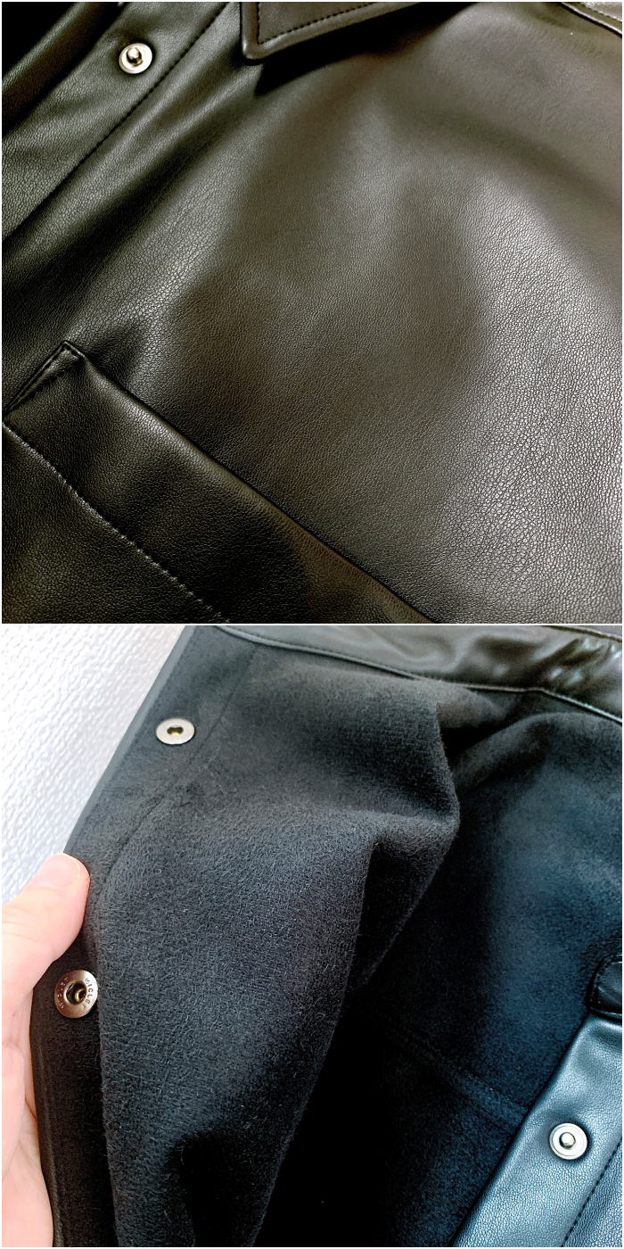 GU(ジーユー)のおすすめのレディースアイテム「フェイクレザーオーバーサイズシャツ(長袖)(セットアップ可能)」