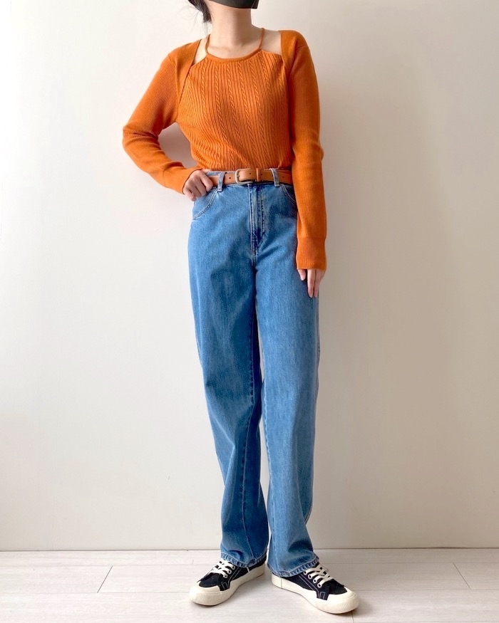 GUのオススメのトップス「レイヤードルックセーター（長袖）+E」