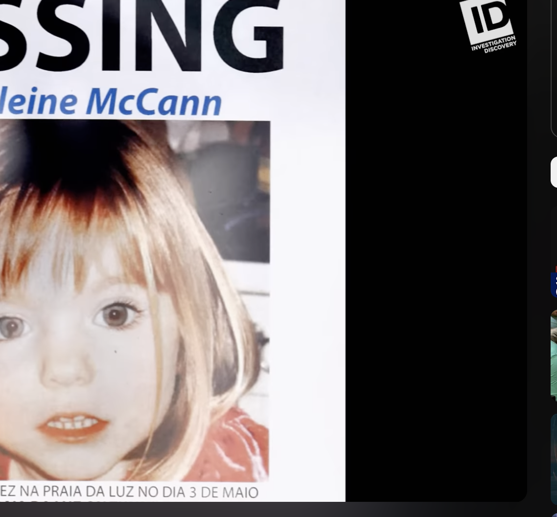 A missing person flyer for Madeleine McCann