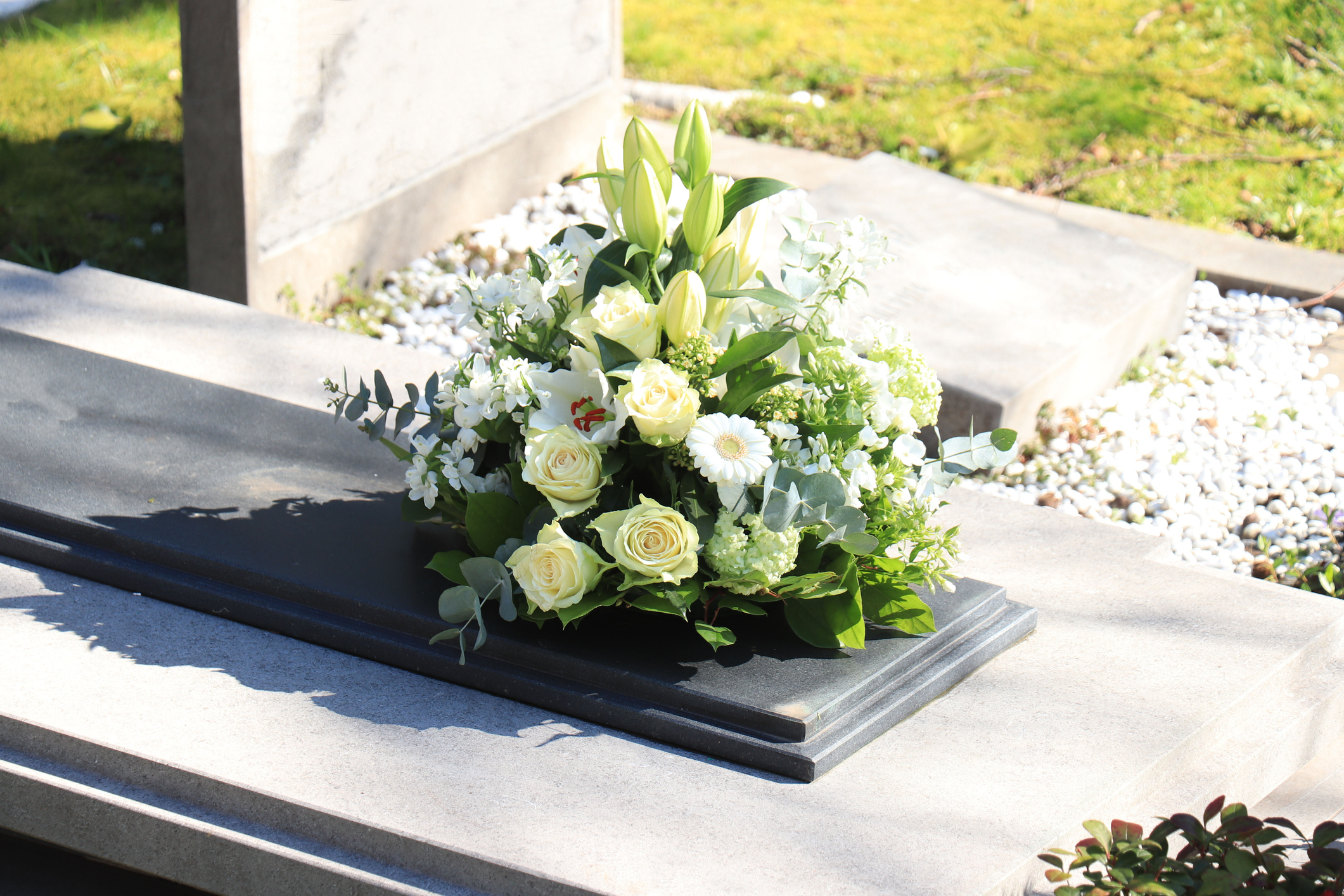 gravesite with flowers