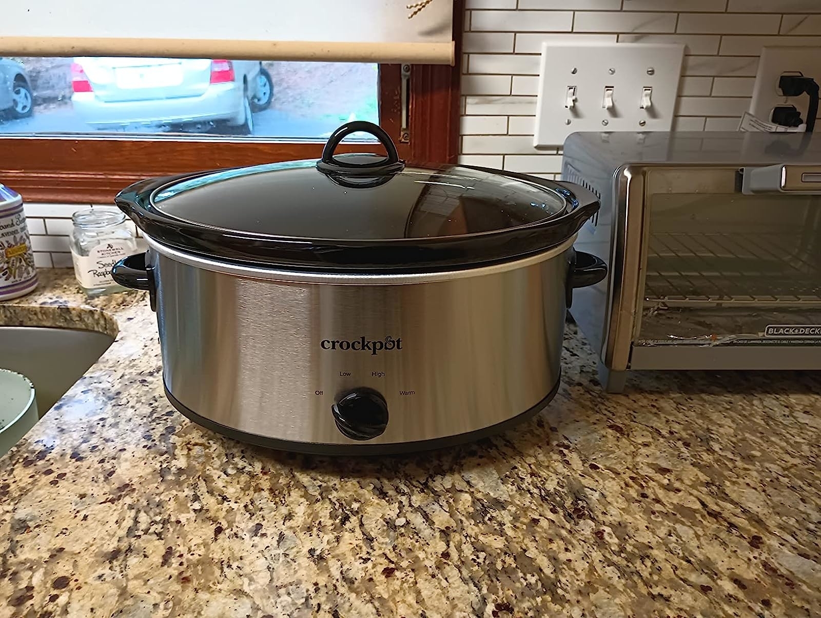 Reviewer image of the crock pot on their countertop