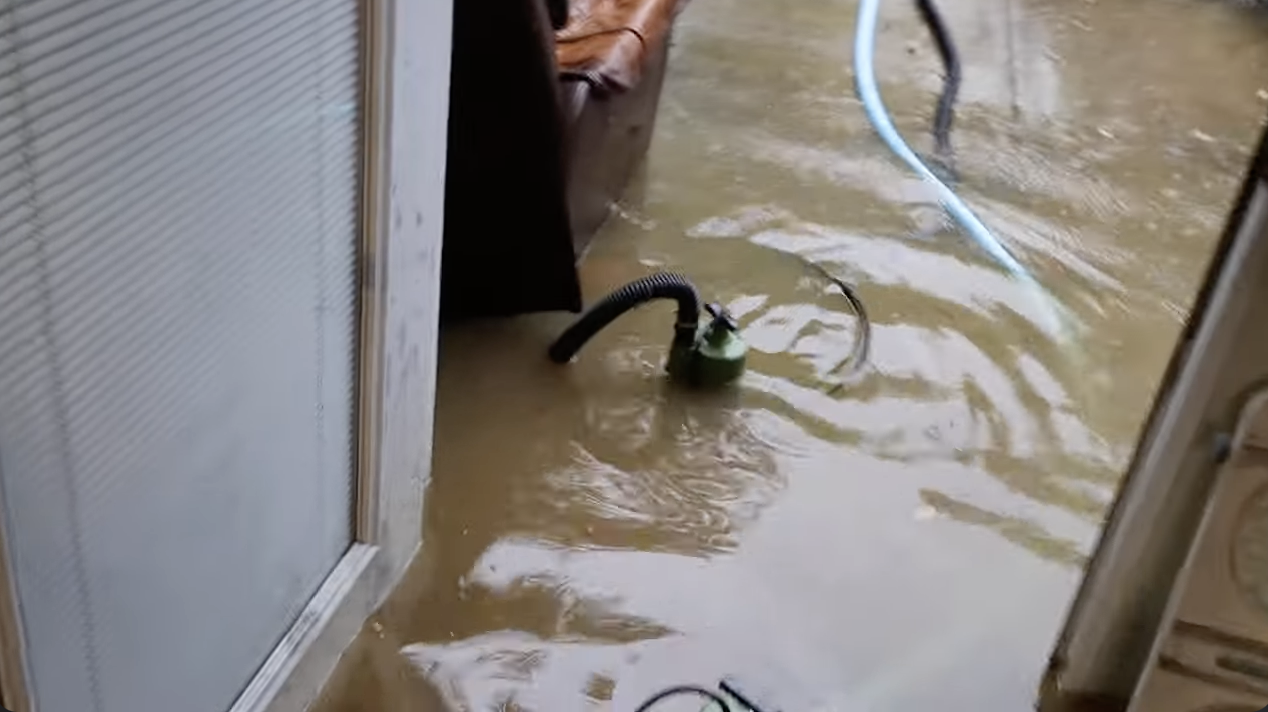 pump in a flooded basement