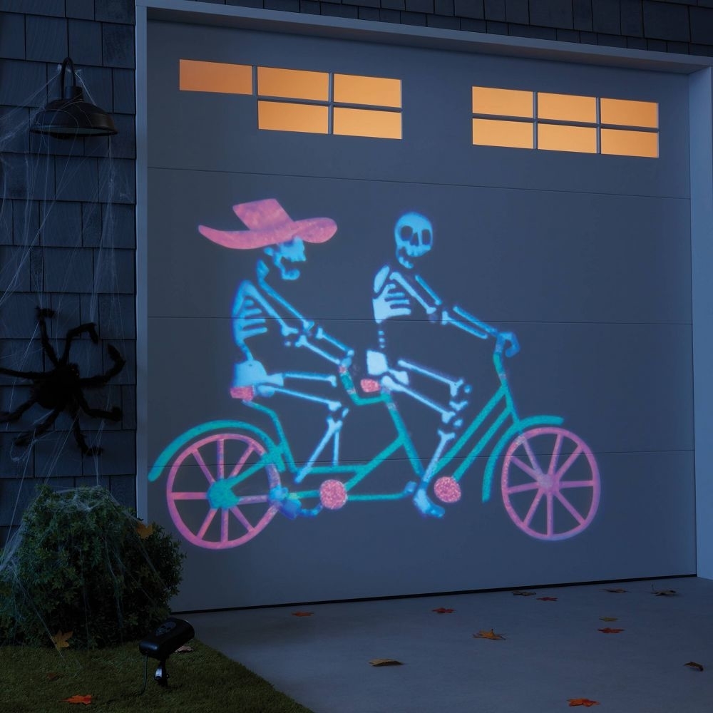 the projection which is two skeletons sharing a bicycle