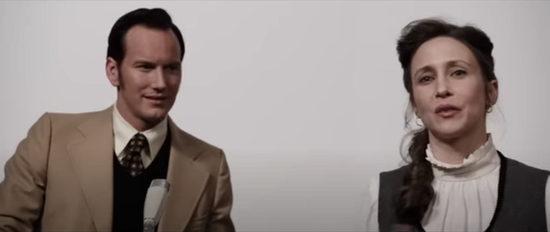 Close-up of Patrick Wilson and Vera Farmiga as the husband and wife Ed and Lorraine Warren