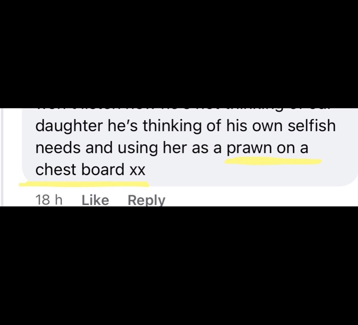 &quot;he&#x27;s thinking of his own selfish needs and using her as a prawn on a chest board xx&quot;