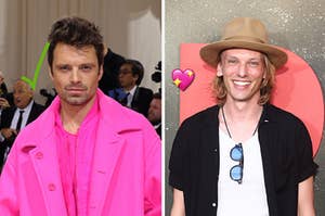 Sebastian Stan next to a separate image of Jamie Campbell Bower