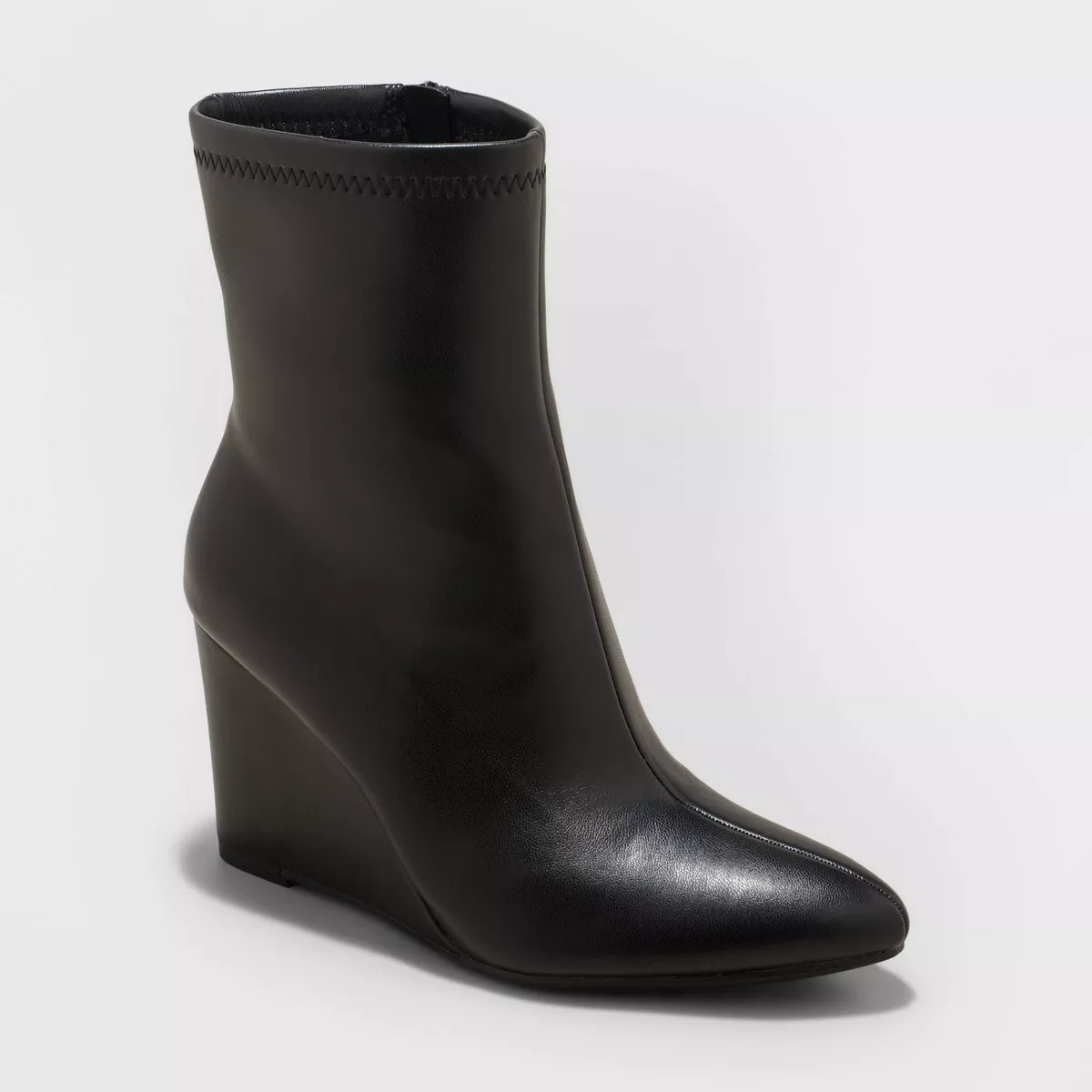 wedge black boots with pointed toe