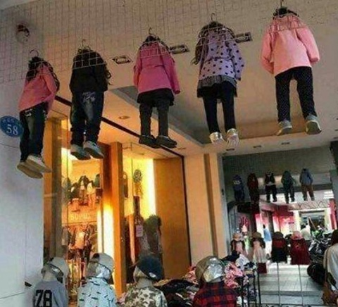 mannequins hanging