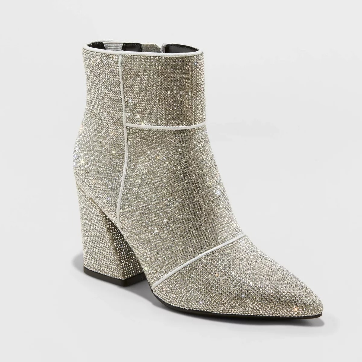 sparkly ankle boots with a pointed toe