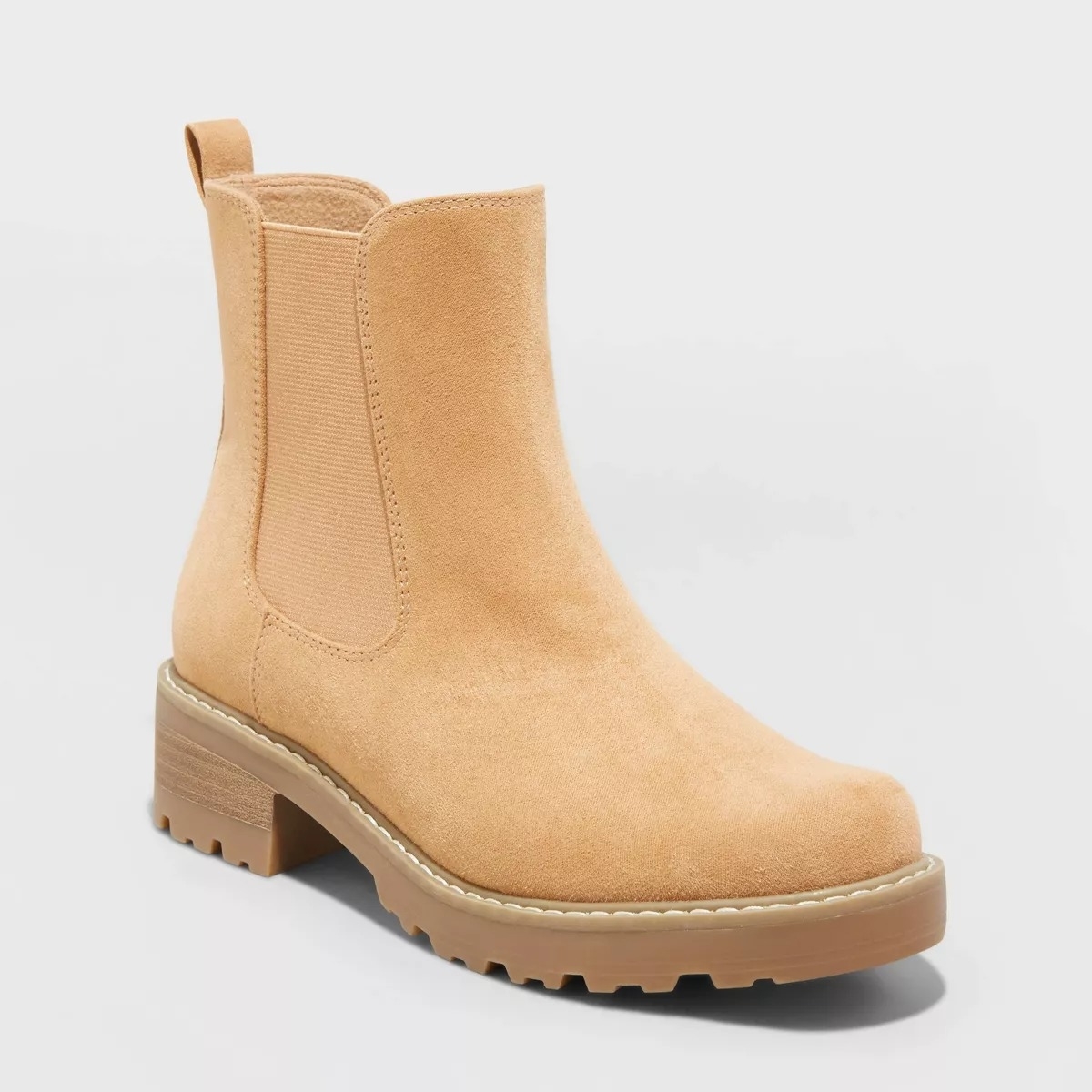 suede-like ankle boots in beige color
