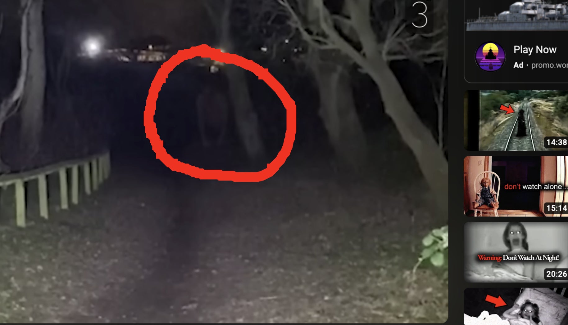 There is an unidentified figure standing in the woods