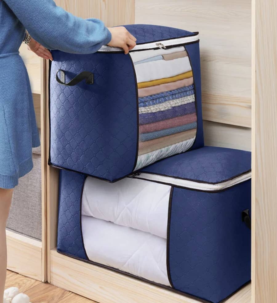 90L Large Foldable Clothes Bedding Storage Bins Bags - Brilliant