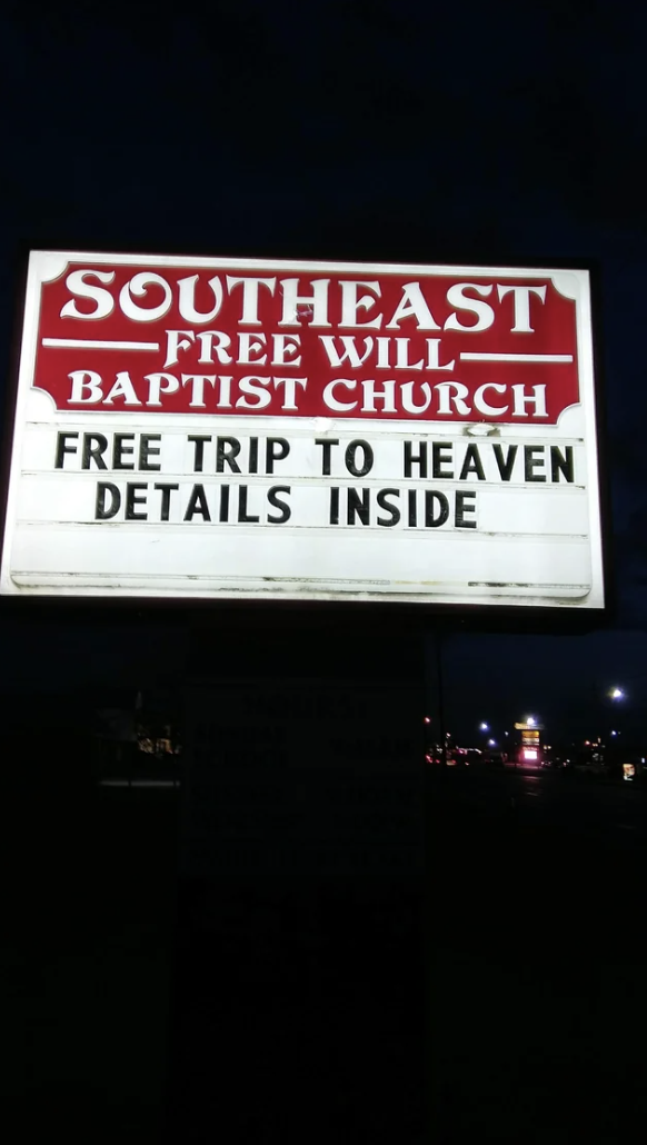 "Free trip to heaven, details inside"