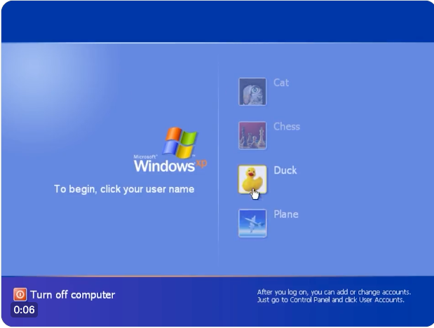 A WindowsXP home page