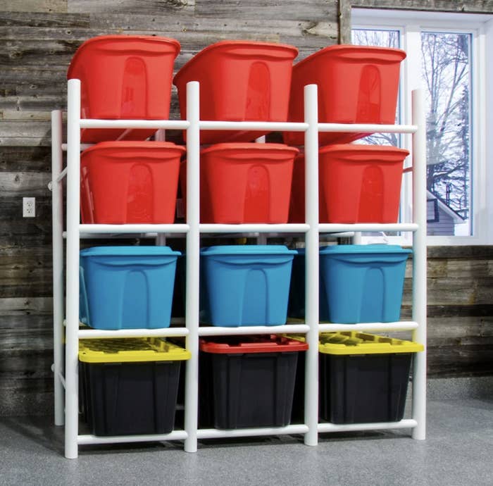 plastic bin storage holding twelve bins