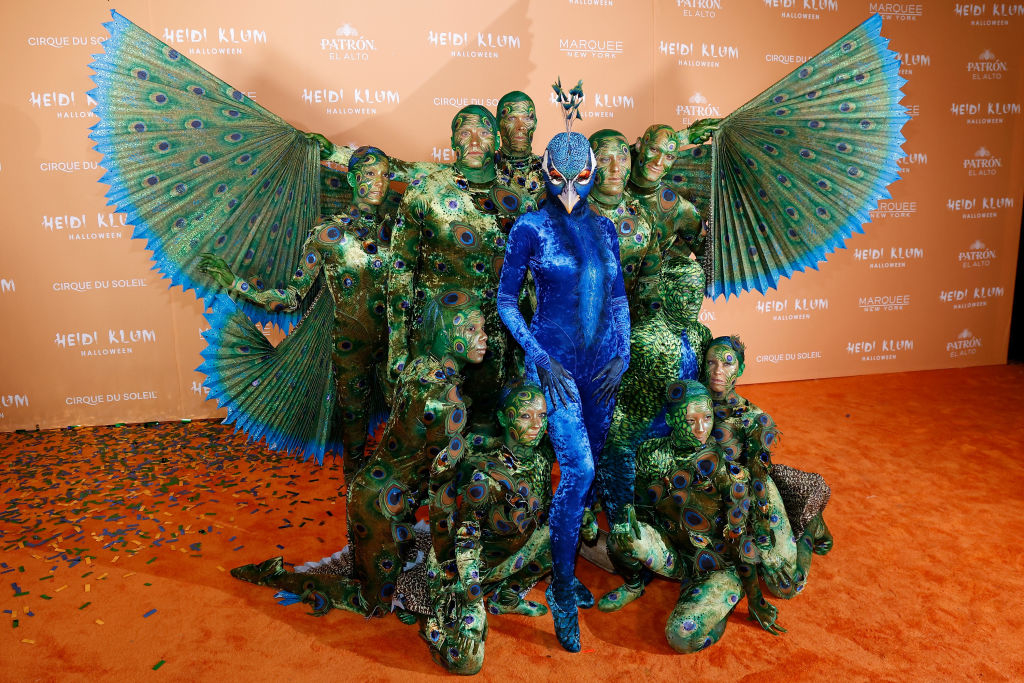 Heidi and others in costume as a peacock
