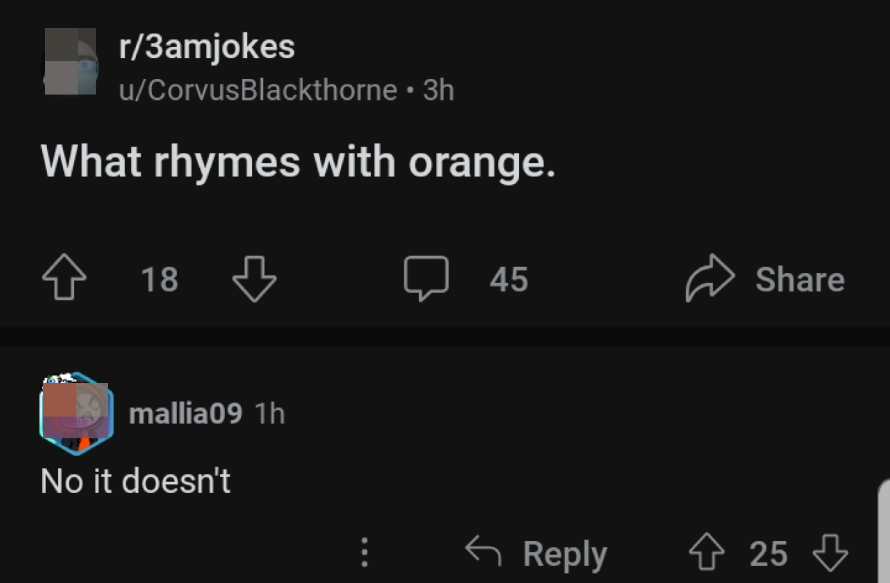 &quot;What rhymes with orange,&quot; &quot;No it doesn&#x27;t&quot;