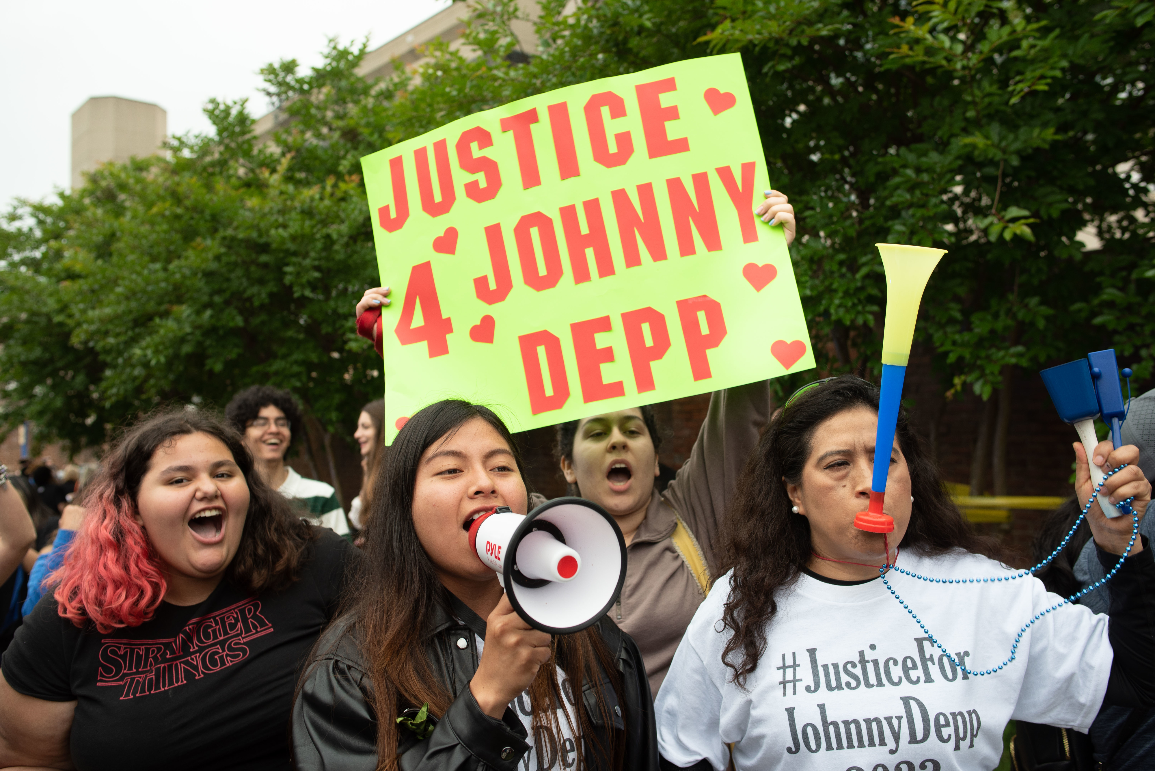 Fans of Johnny Depp protesting
