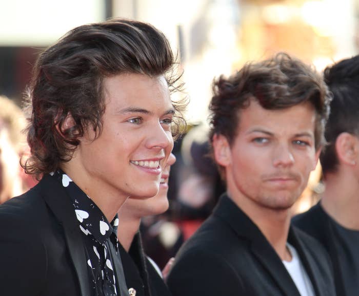 Closeup of Harry Styles and Louis Tomlinson