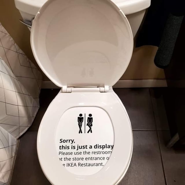 display toilet with the sign, sorry this is just a display