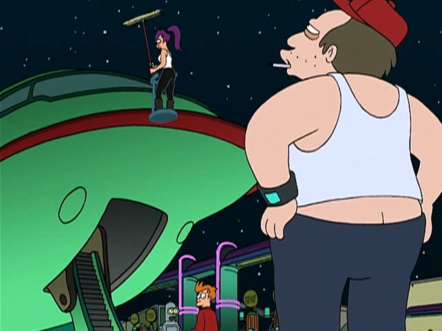 Sal looking at the spaceship in Futurama