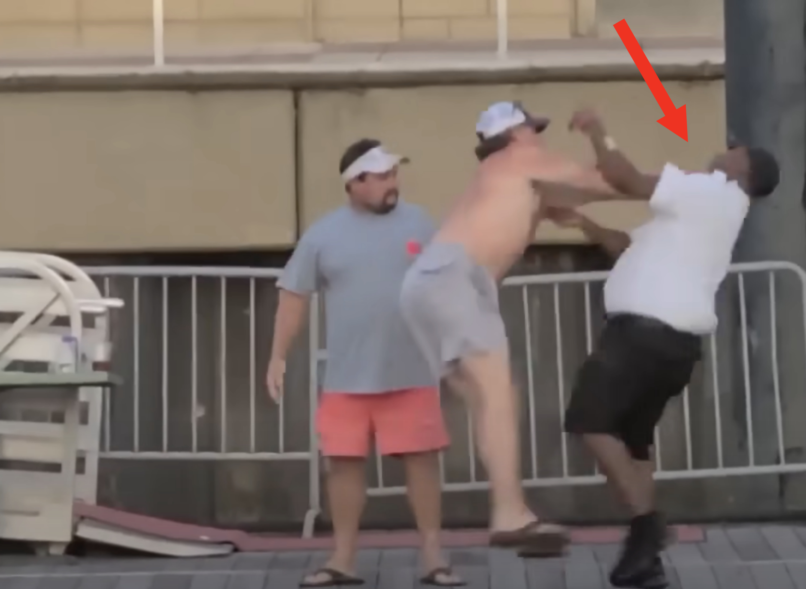 Arrow pointing to Demeion Pickett in a brawl