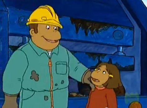 Francine&#x27;s dad in Arthur dressed as garbage man
