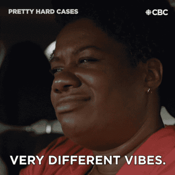 a woman saying, &quot;very different vibes&quot;