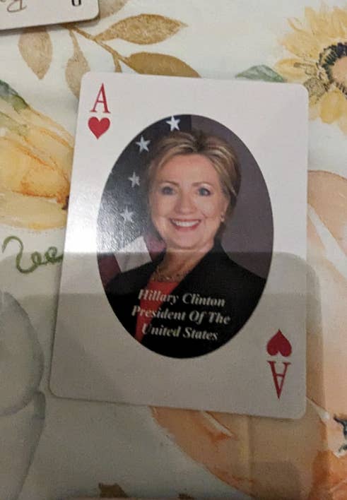 hilary clinton president of the united states on a playing card