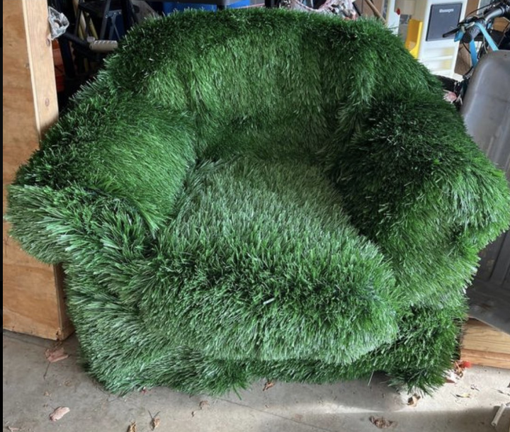 chair made of fake grass