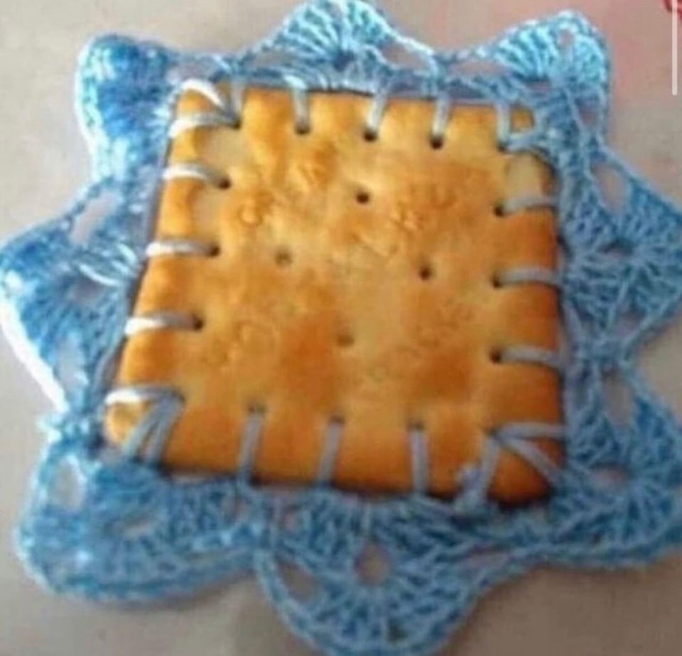 edges of a crackers have a crocheted border