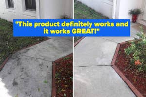 a before and after for a multi purpose outdoor cleaner