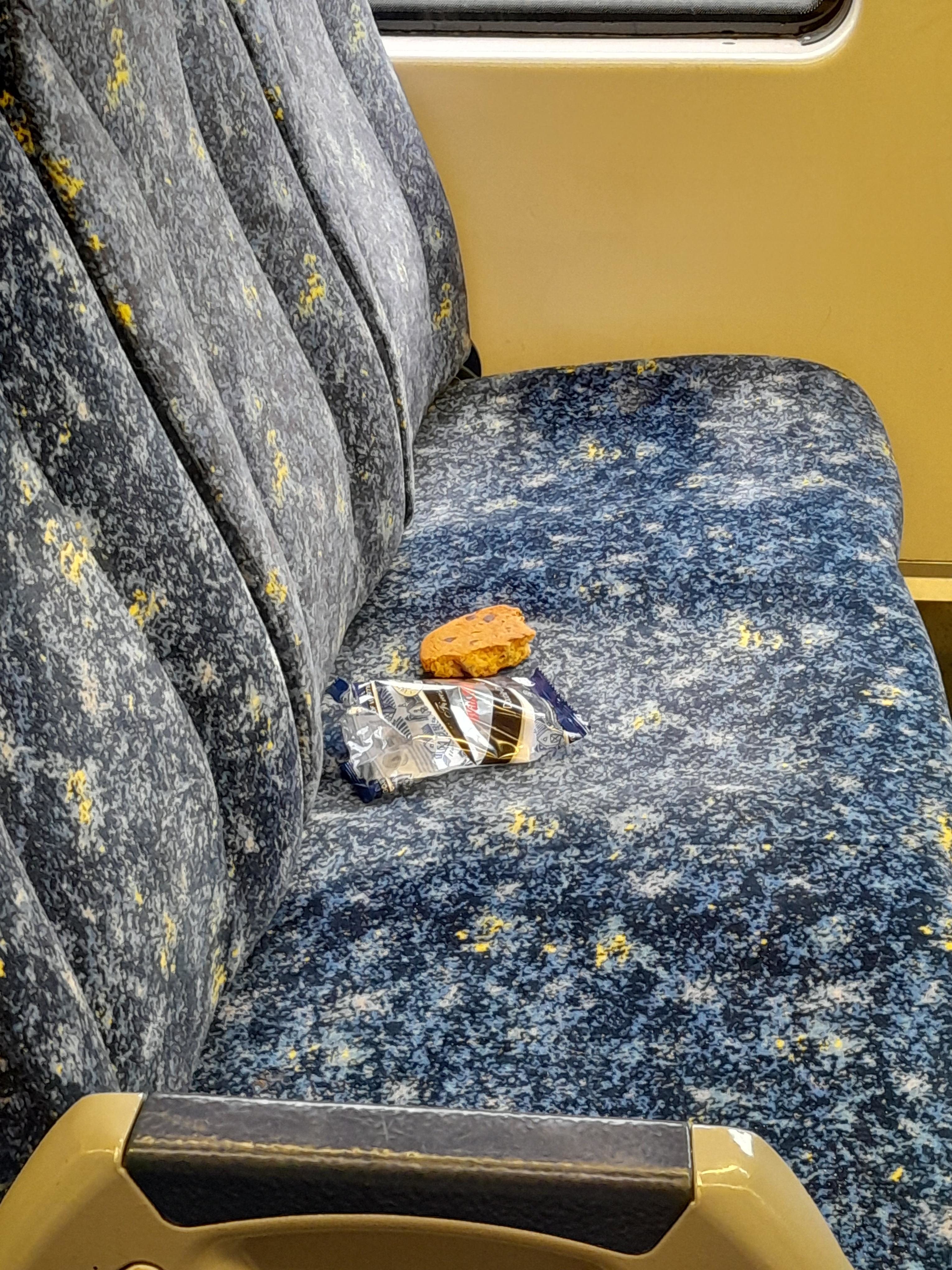 Food on a bus seat