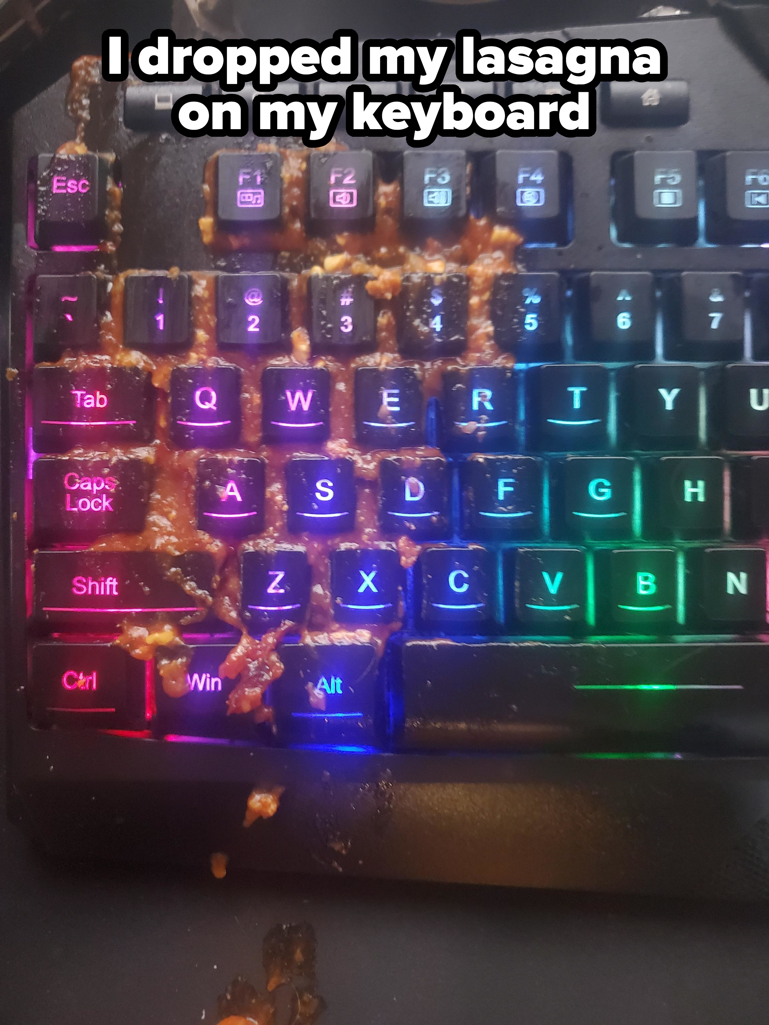 &quot;I dropped lasagne on my keyboard.&quot;