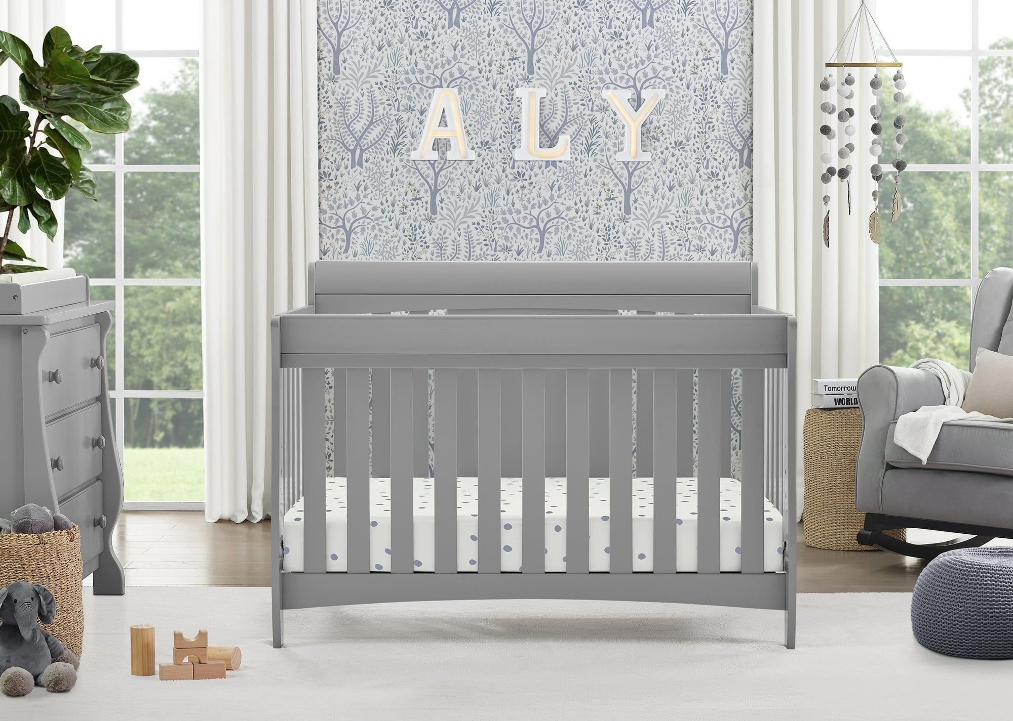 A crib in a nursery
