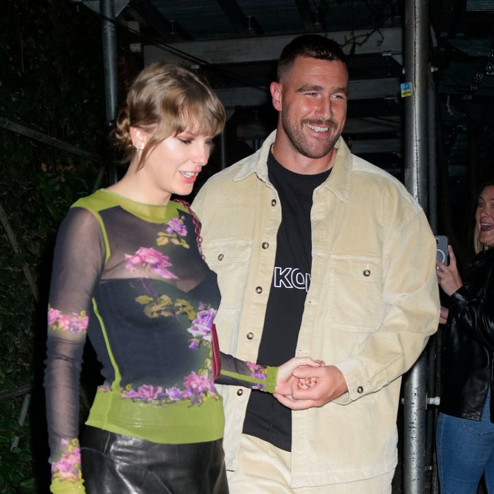 Closeup of Taylor Swift and Travis Kelce