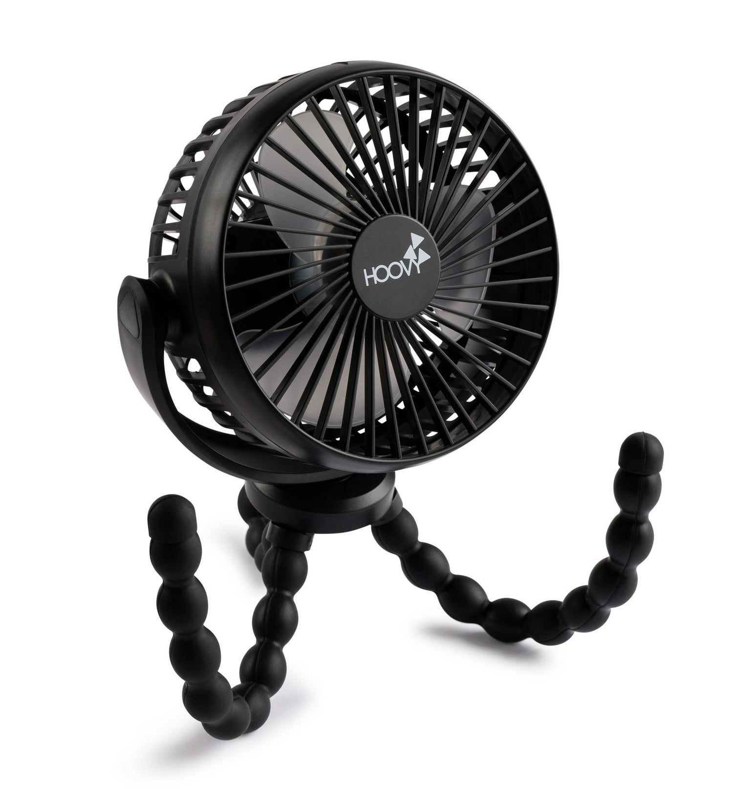 Black small circular fan with 3 bendable legs