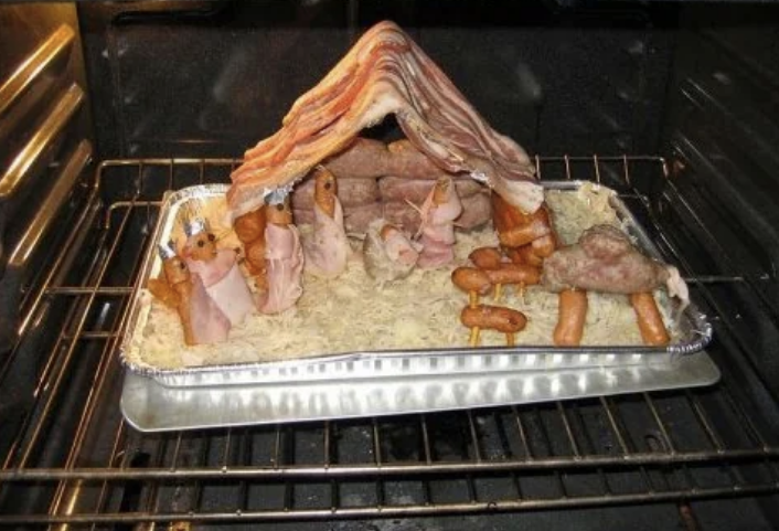 A manger made out of meat