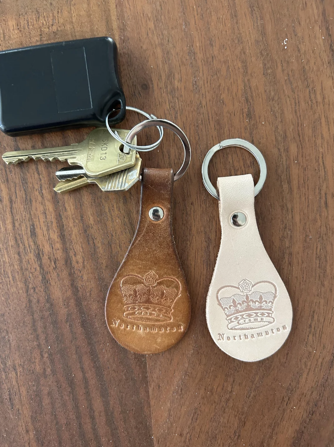 The old key chain is now a leathery medium brown
