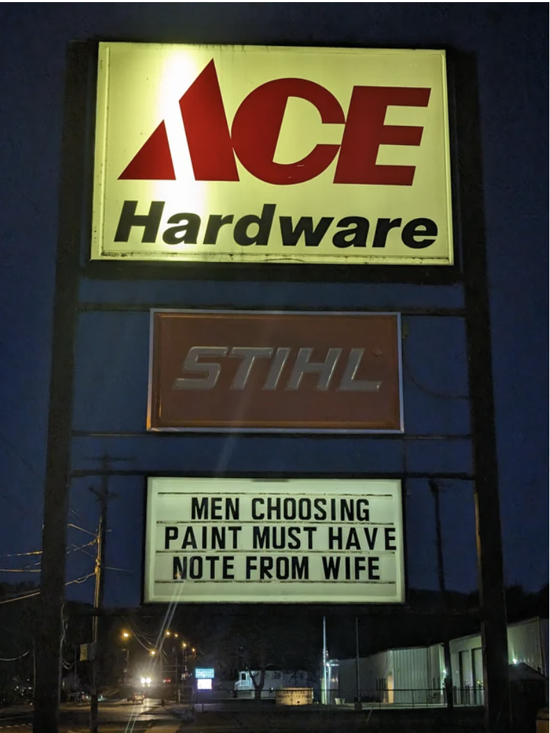 &quot;Men choosing paint must have note from wife&quot;