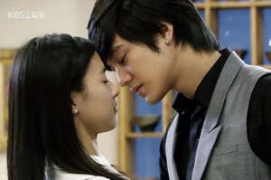 Girl and boy in a K-drama are about to kiss