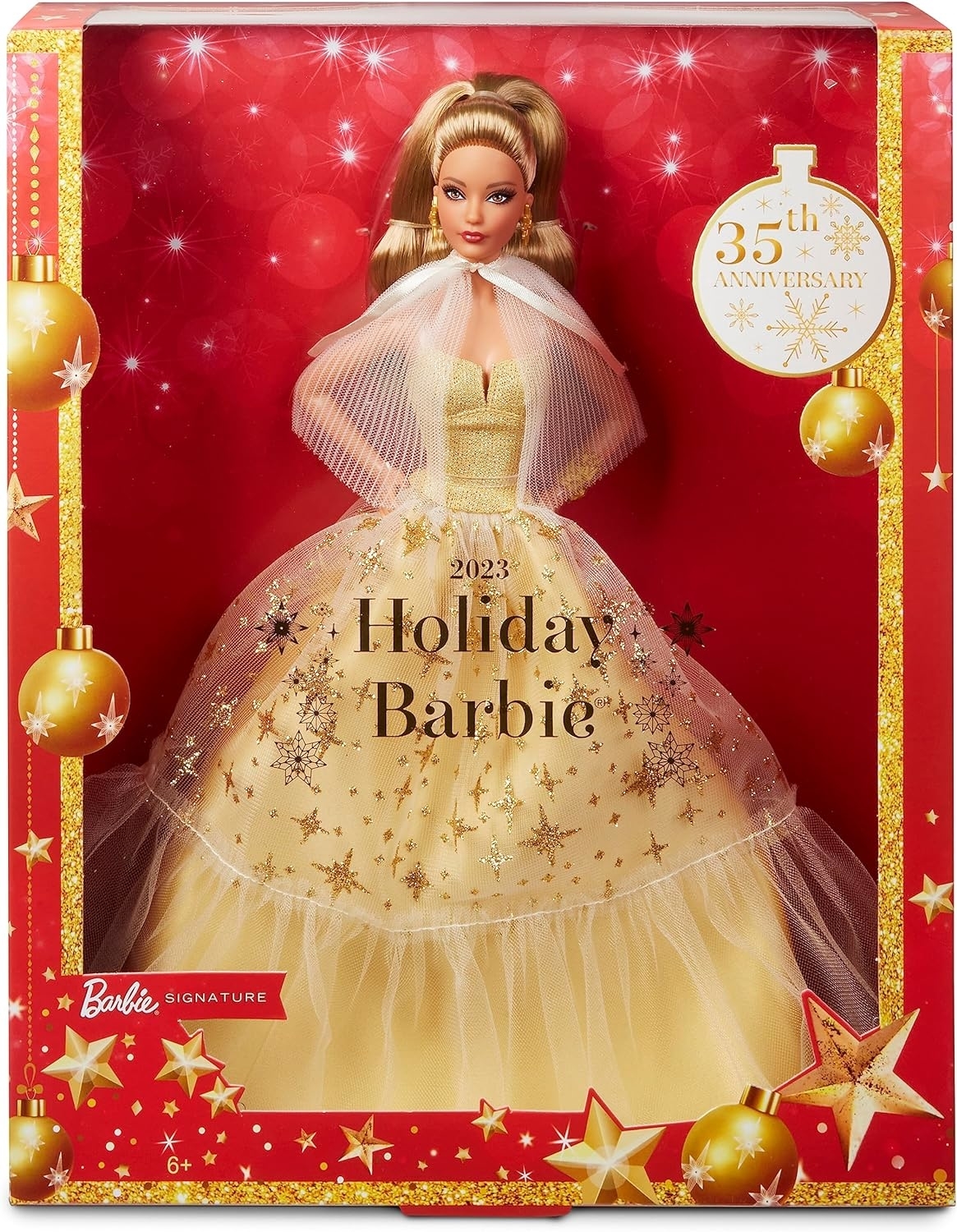 the holiday edition of barbie inside the box