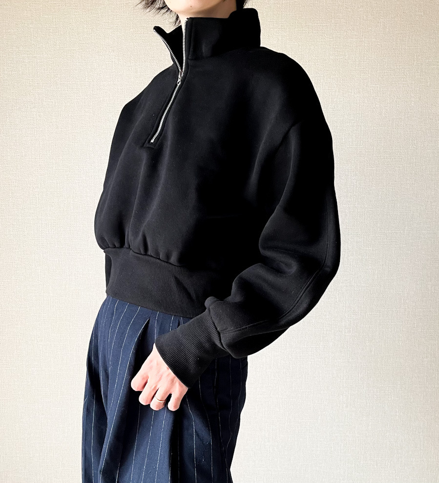 GU（ジーユー）のオススメのトップス「ヘビーウェイトスウェットショートハーフジッププルオーバー（長袖）」