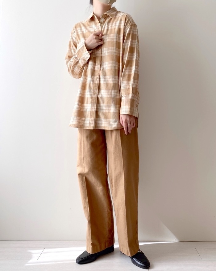 UNIQLO（ユニクロ）のオススメのトップス「フランネルチェックロングシャツ（長袖）」