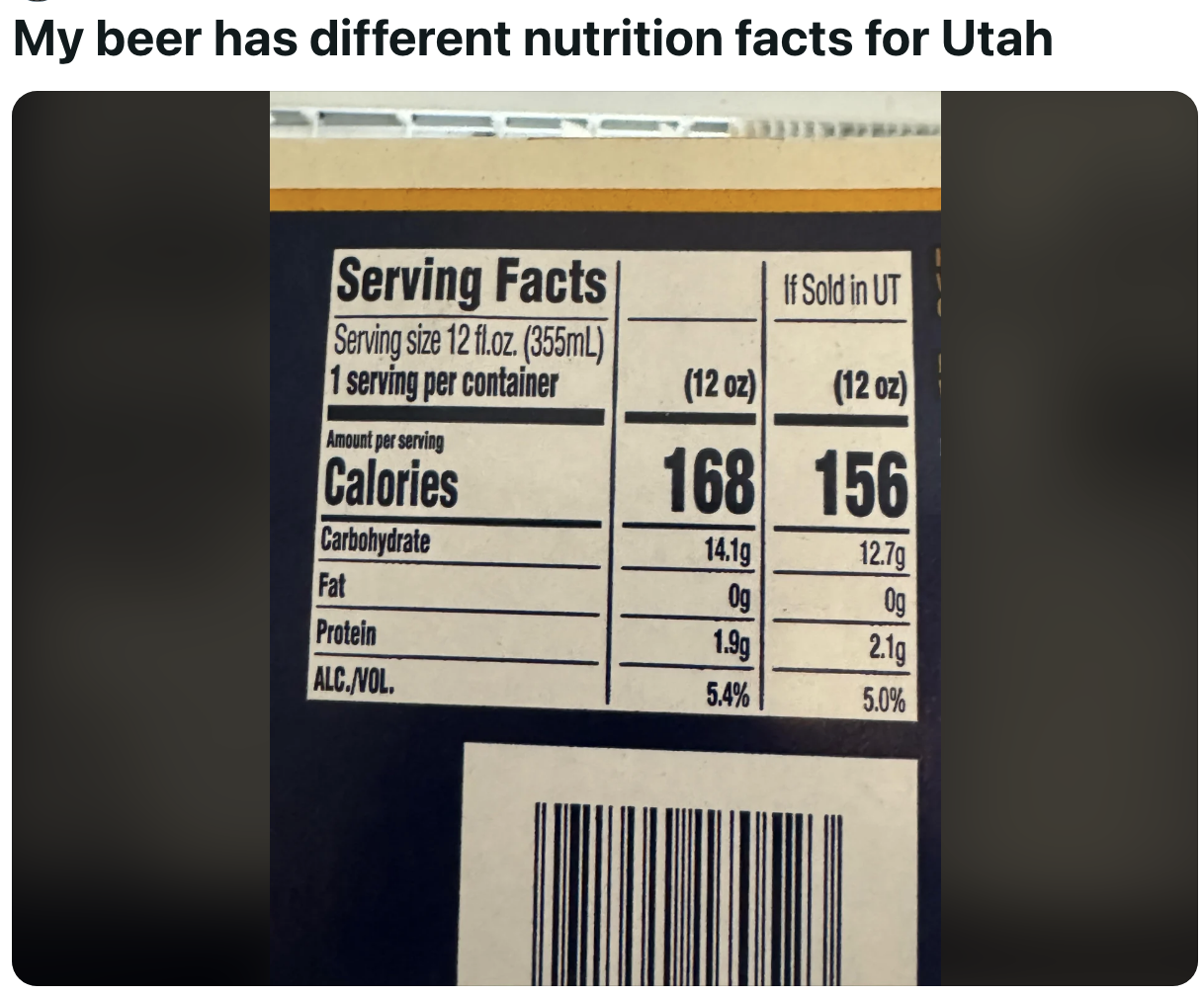 serving facts have a different row of info for when it&#x27;s sold in Utah