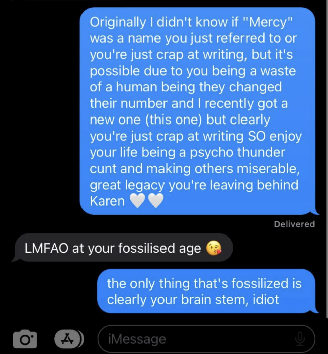 "the only thing that's fossilized is clearly your brain stem, idiot"