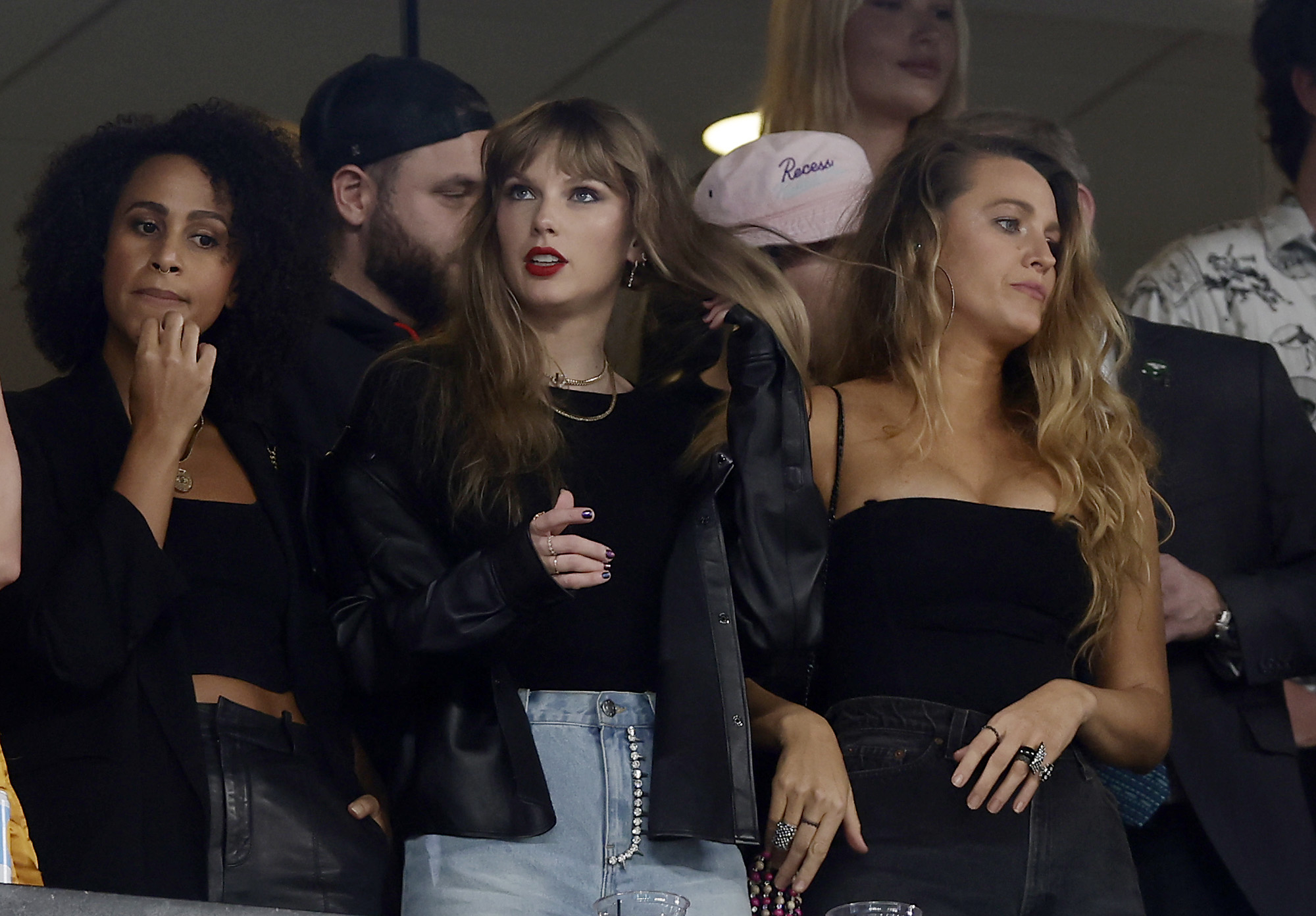 Celebs at a football game including Taylor and Blake Lively