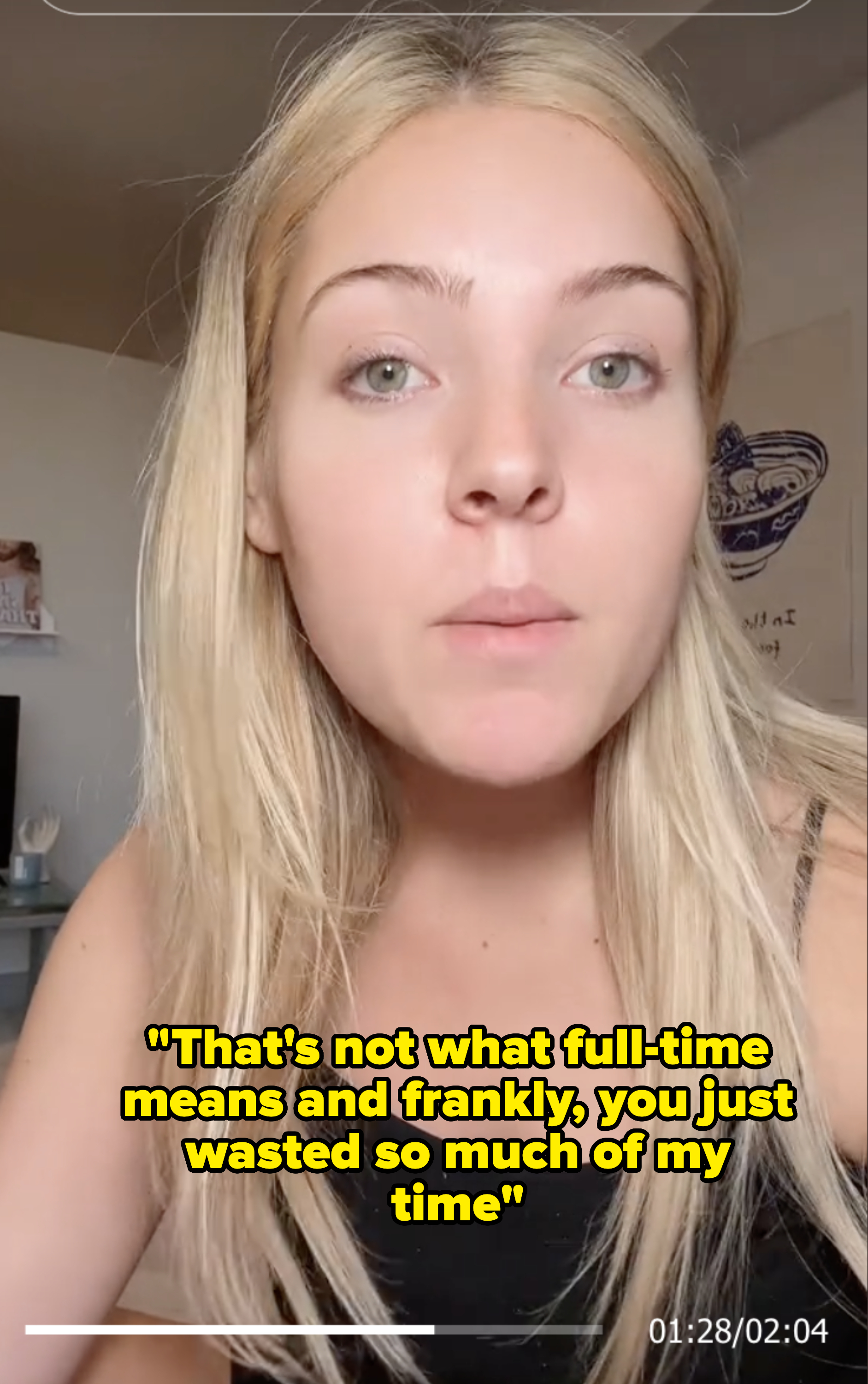a girl talking in a tiktok video
